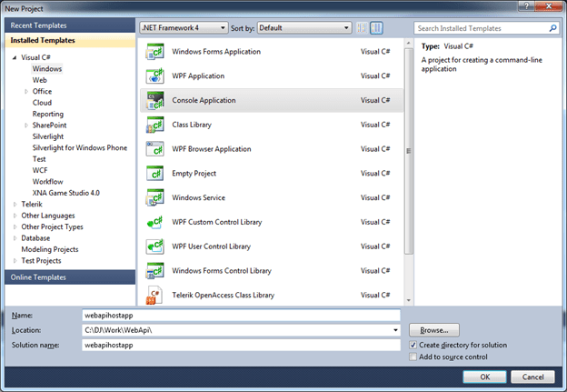 How to Host Web Api in Windows Application  
