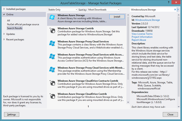 Basic Operations on Windows Azure Table in Windows Azure Storage in ...